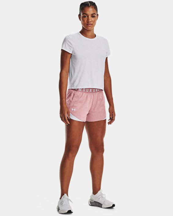 女士UA Play Up Shorts 3.0 Twist短褲 in Pink image number 2